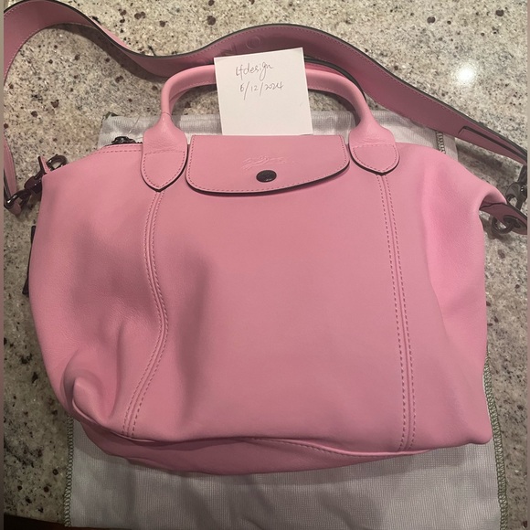Longchamp Le Pliage Cuir Top Handle Bag in Pink - Picture 11 of 11